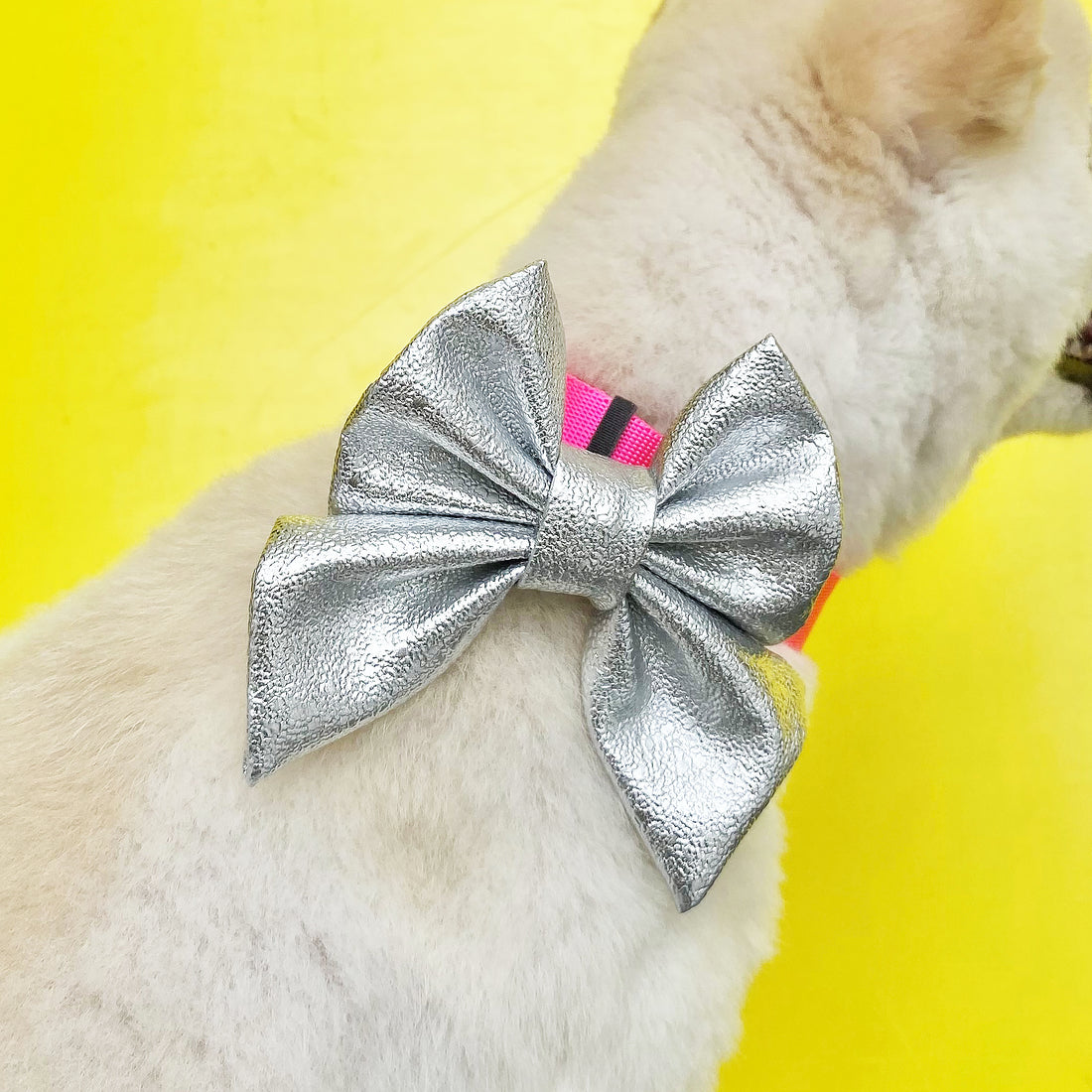 Lazo plateado Navidad Wawaw para mascotas perros y gatos.