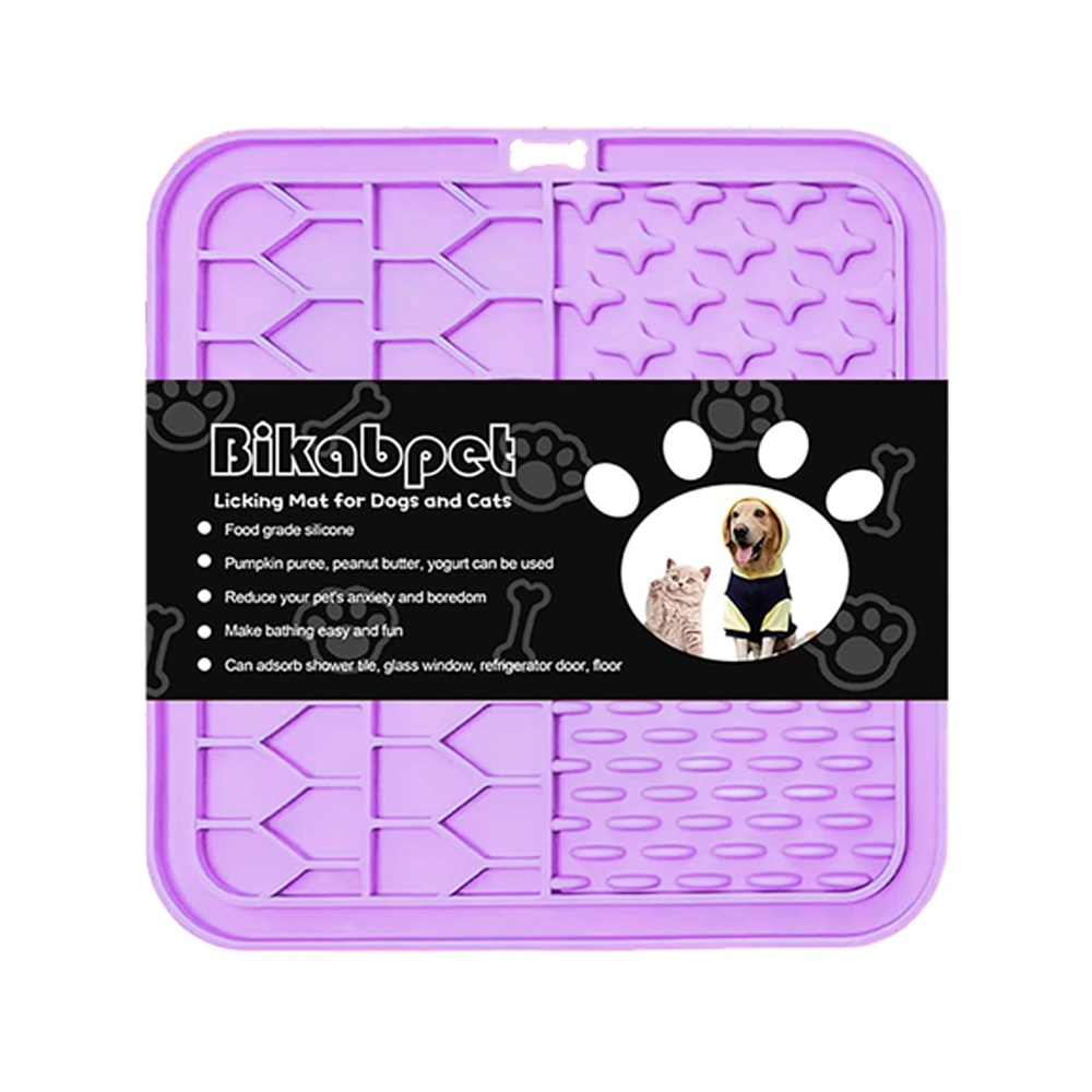 Lickimat lila Wawaw para mascotas perros y gatos.
