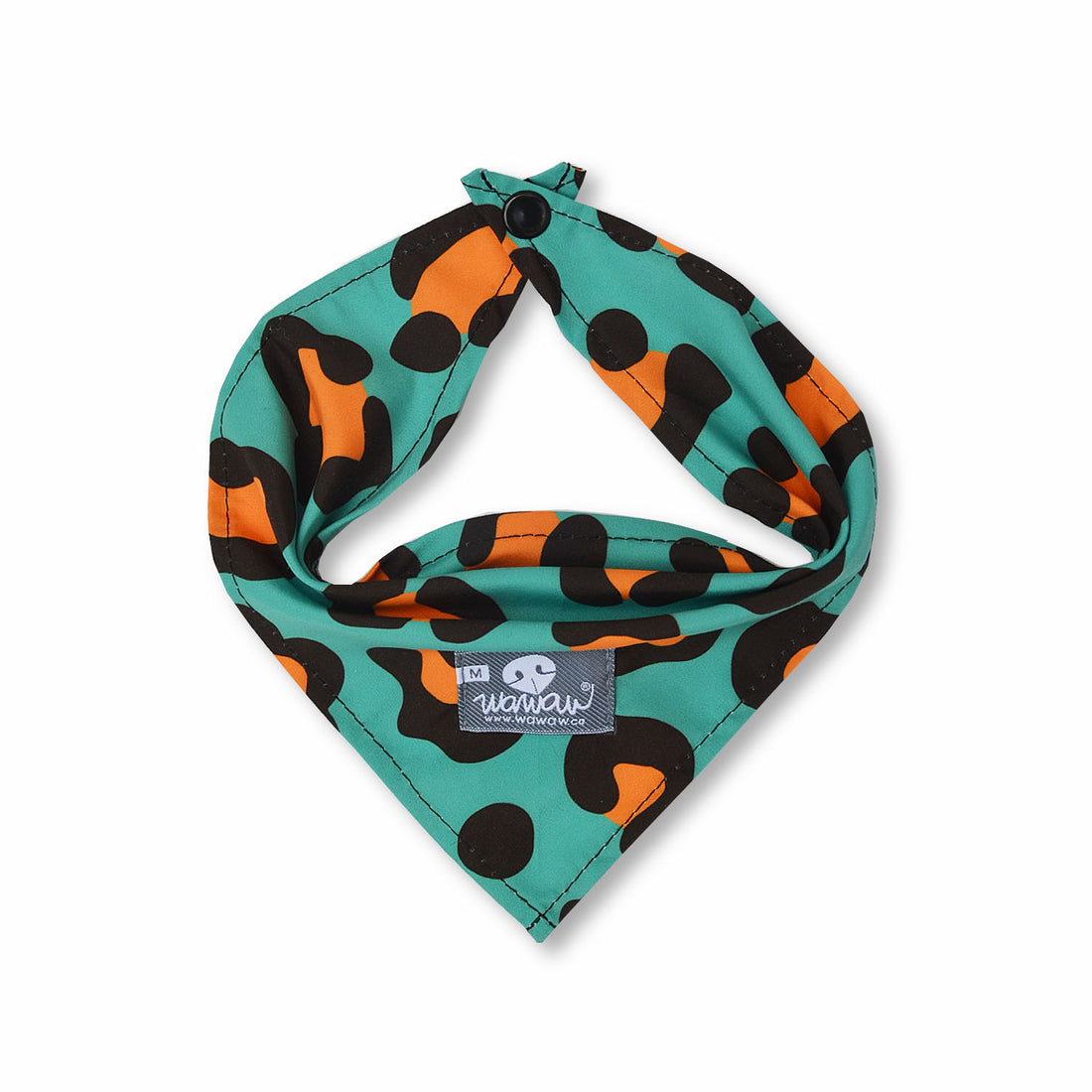 Pañoleta animal print verde Wawaw para mascotas perros y gatos.
