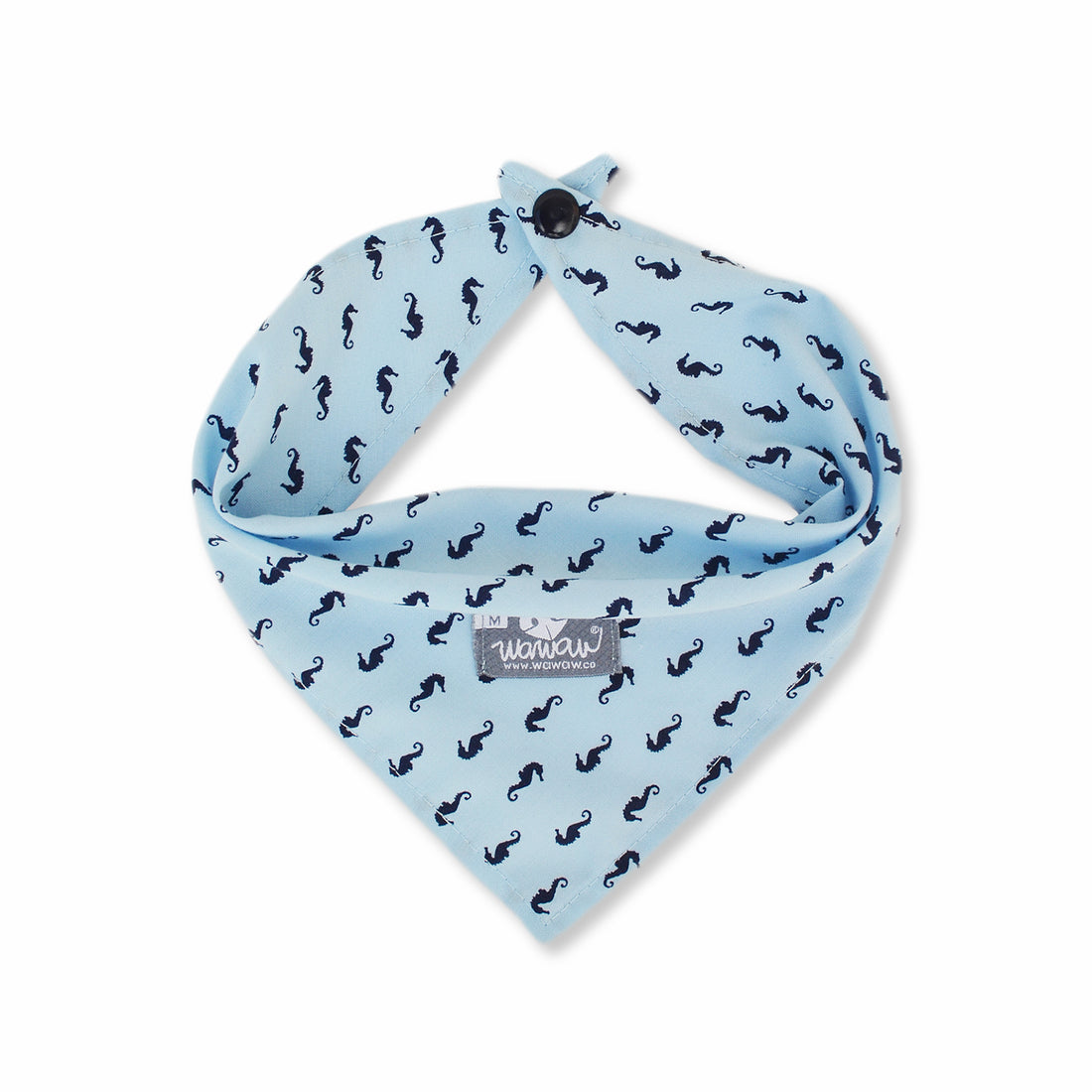 Pañoleta celeste caballitos de mar azul Wawaw para mascotas perros y gatos.