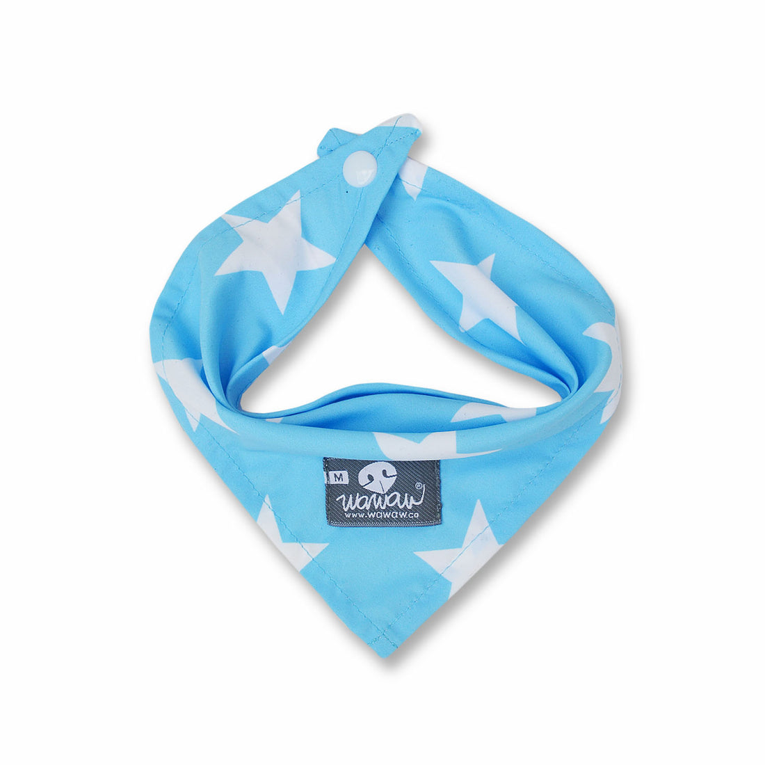 Pañoleta celeste estrellas blancas Wawaw para mascotas perros y gatos.