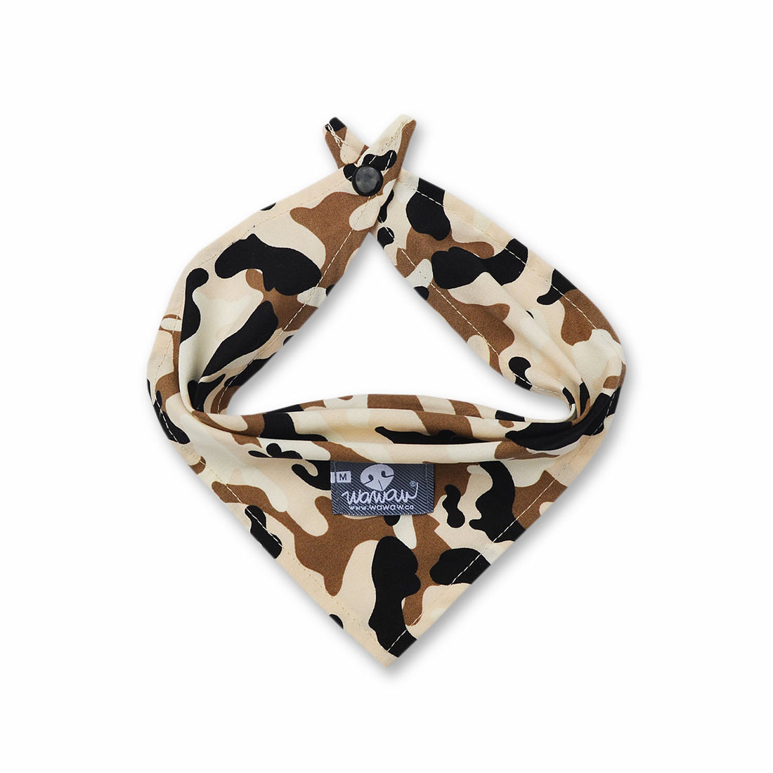 Pañoleta camuflada café Wawaw para mascotas perros y gatos.