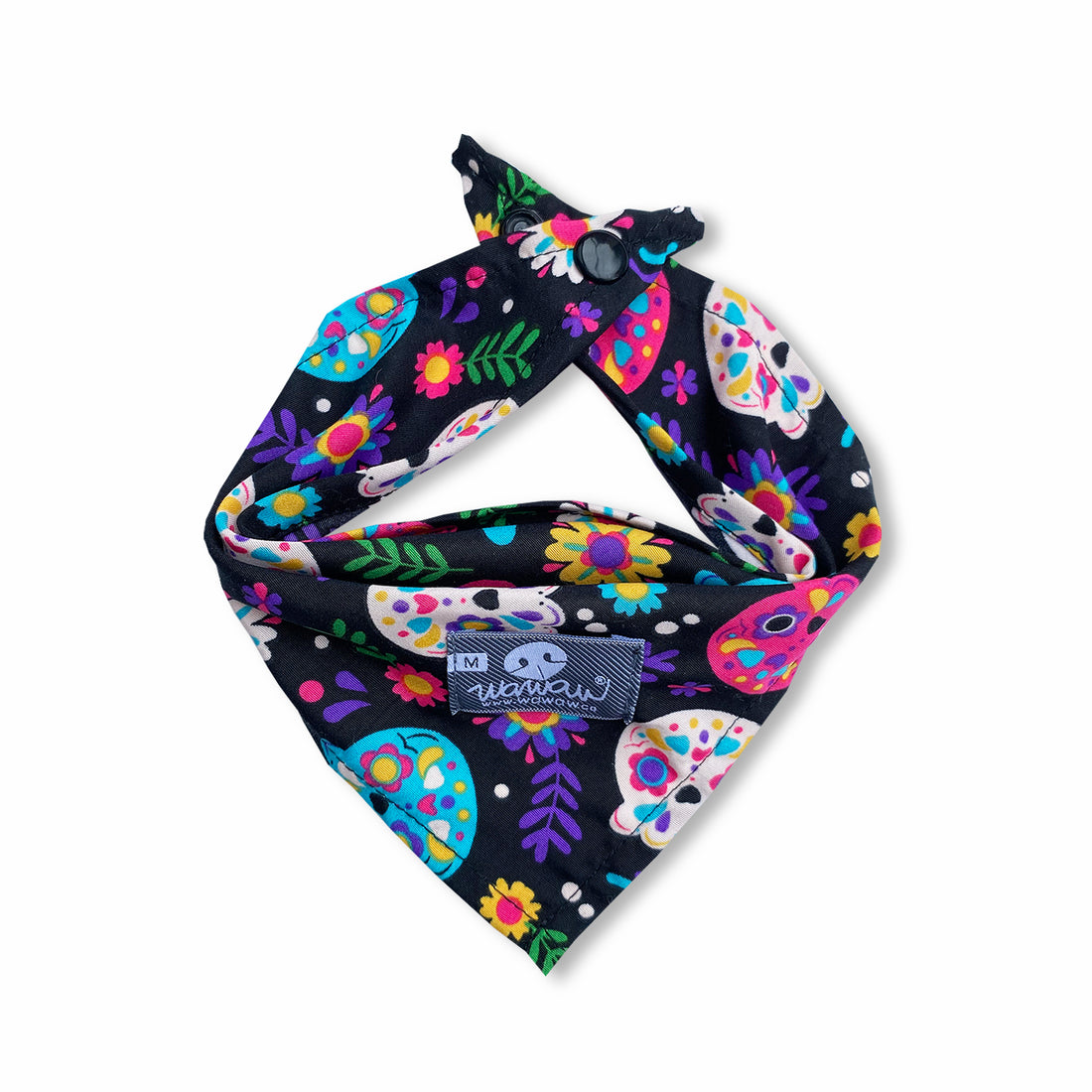 Pañoleta calavera negra Wawaw para mascotas perros y gatos.