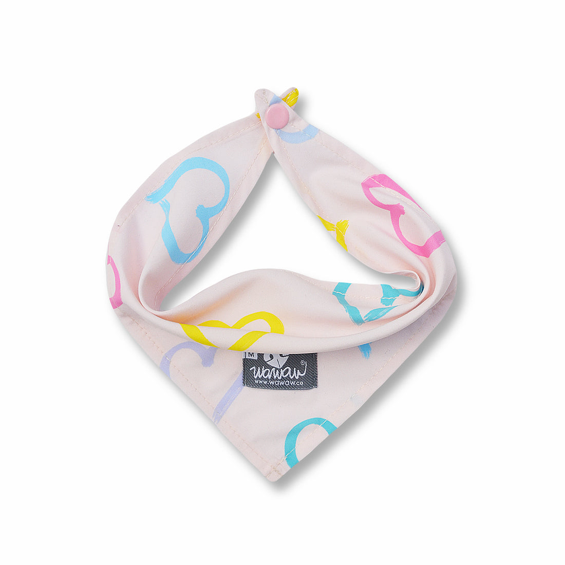 Pañoleta marfil corazones colores Wawaw para mascotas perros y gatos.