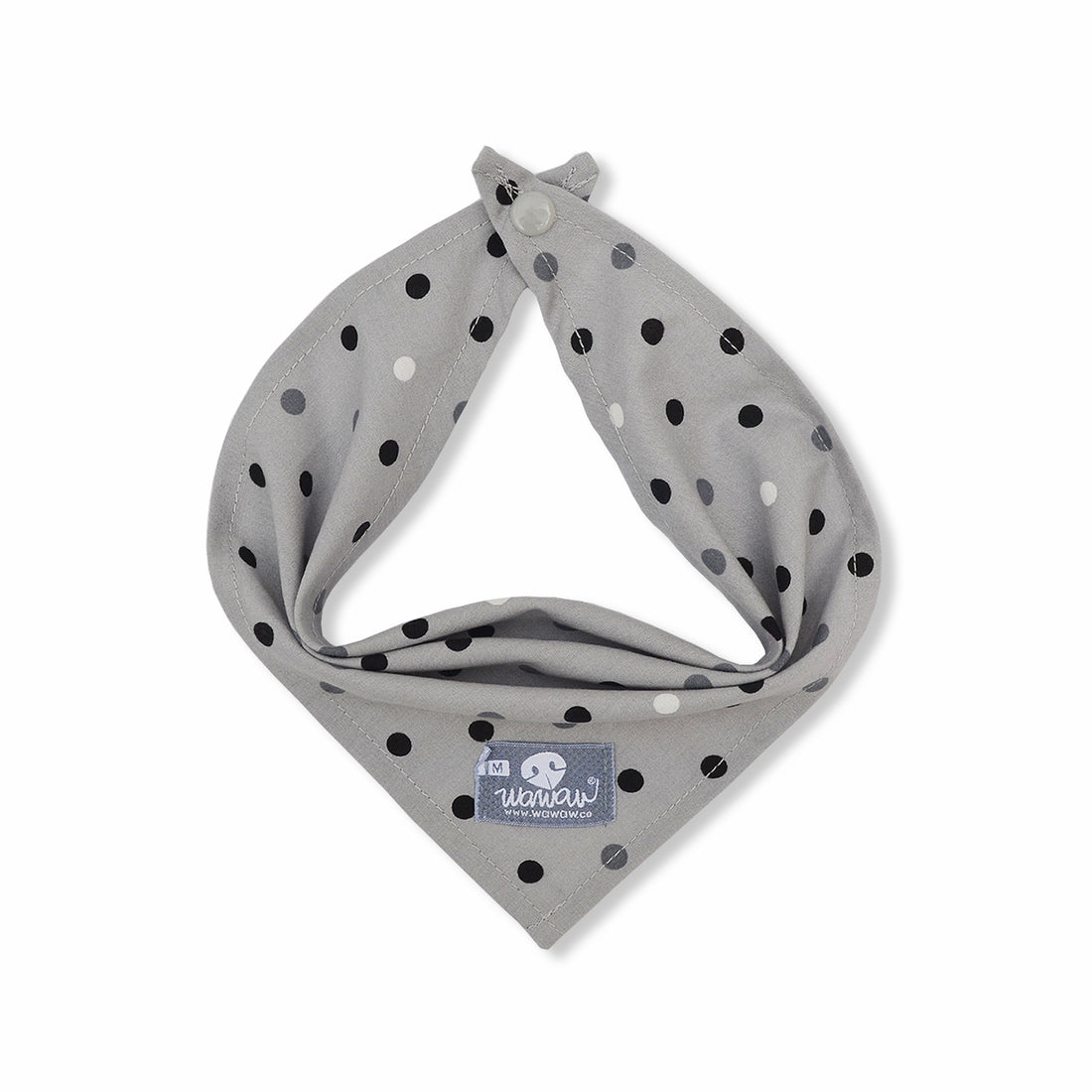 Pañoleta gris lunares negros y gris Wawaw para mascotas perros y gatos.