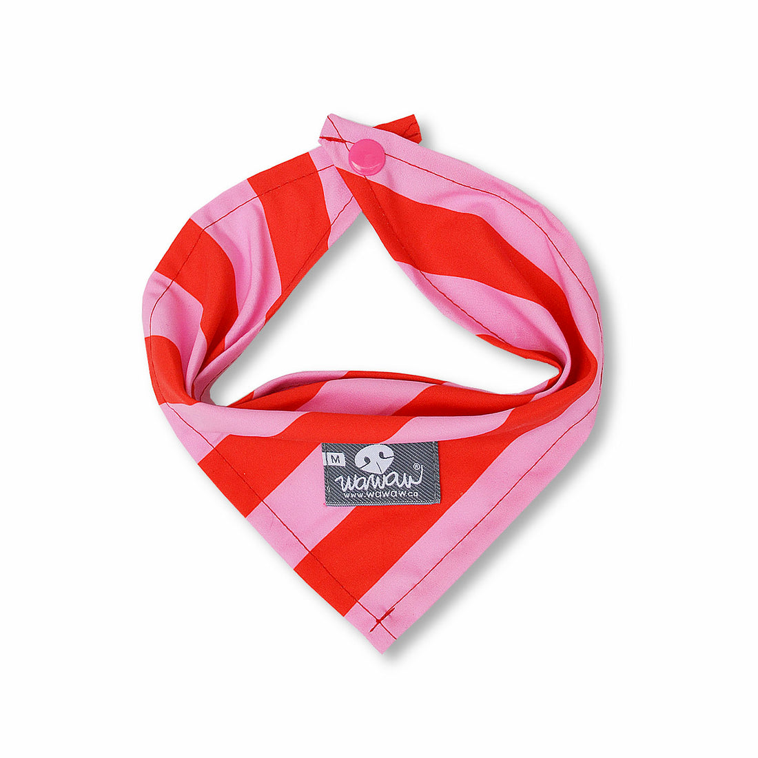 Pañoleta rayas rosa y rojo Wawaw para mascotas perros y gatos.