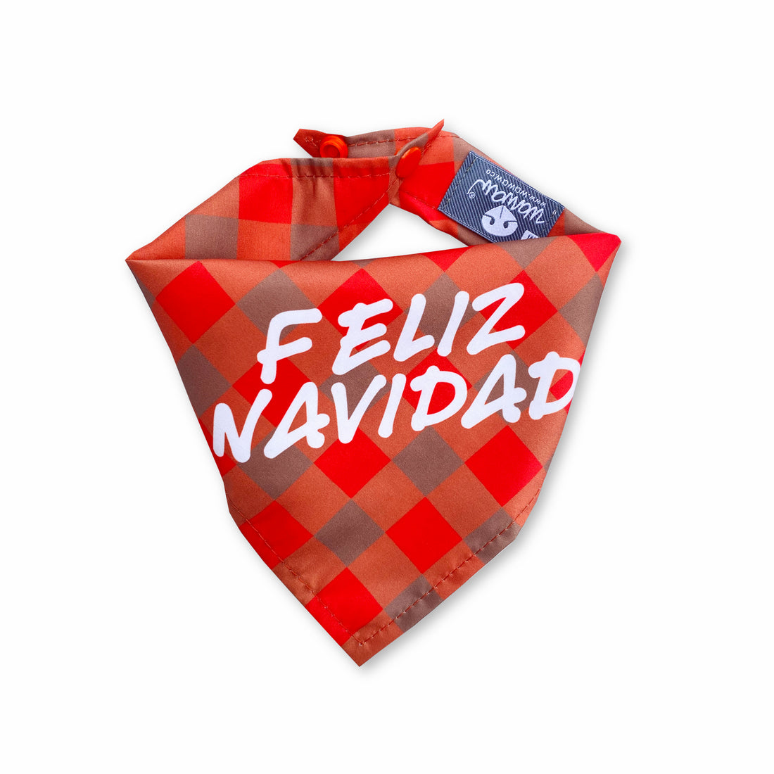 Pañoleta cuadros marrón navidad Wawaw para mascotas perros y gatos.