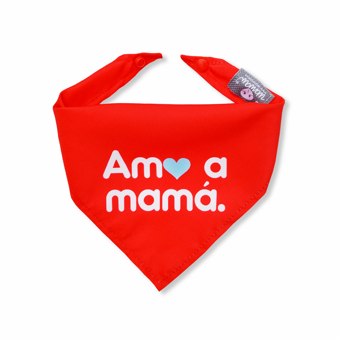 Pañoleta rojo amo a mamá Wawaw para mascotas perros y gatos.