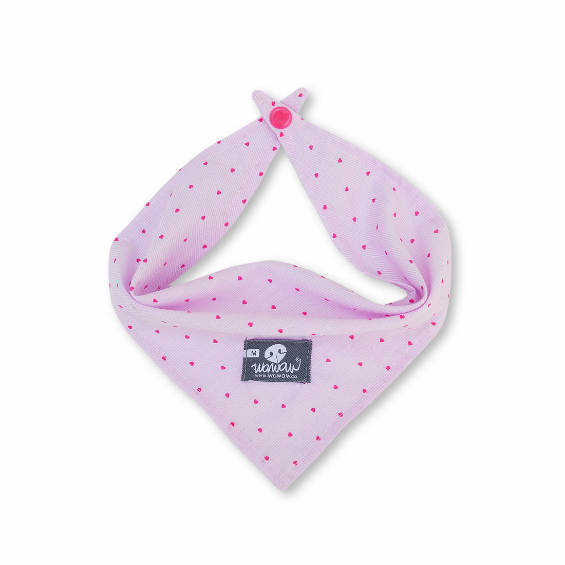 Pañoleta rosa corazones fucsia Wawaw para mascotas perros y gatos.