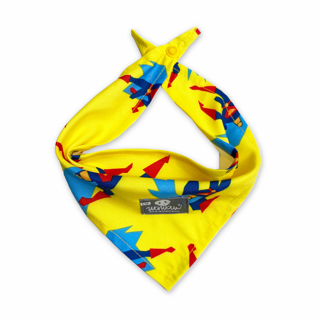 Pañoleta amarillo superhéroe Wawaw para mascotas perros y gatos.