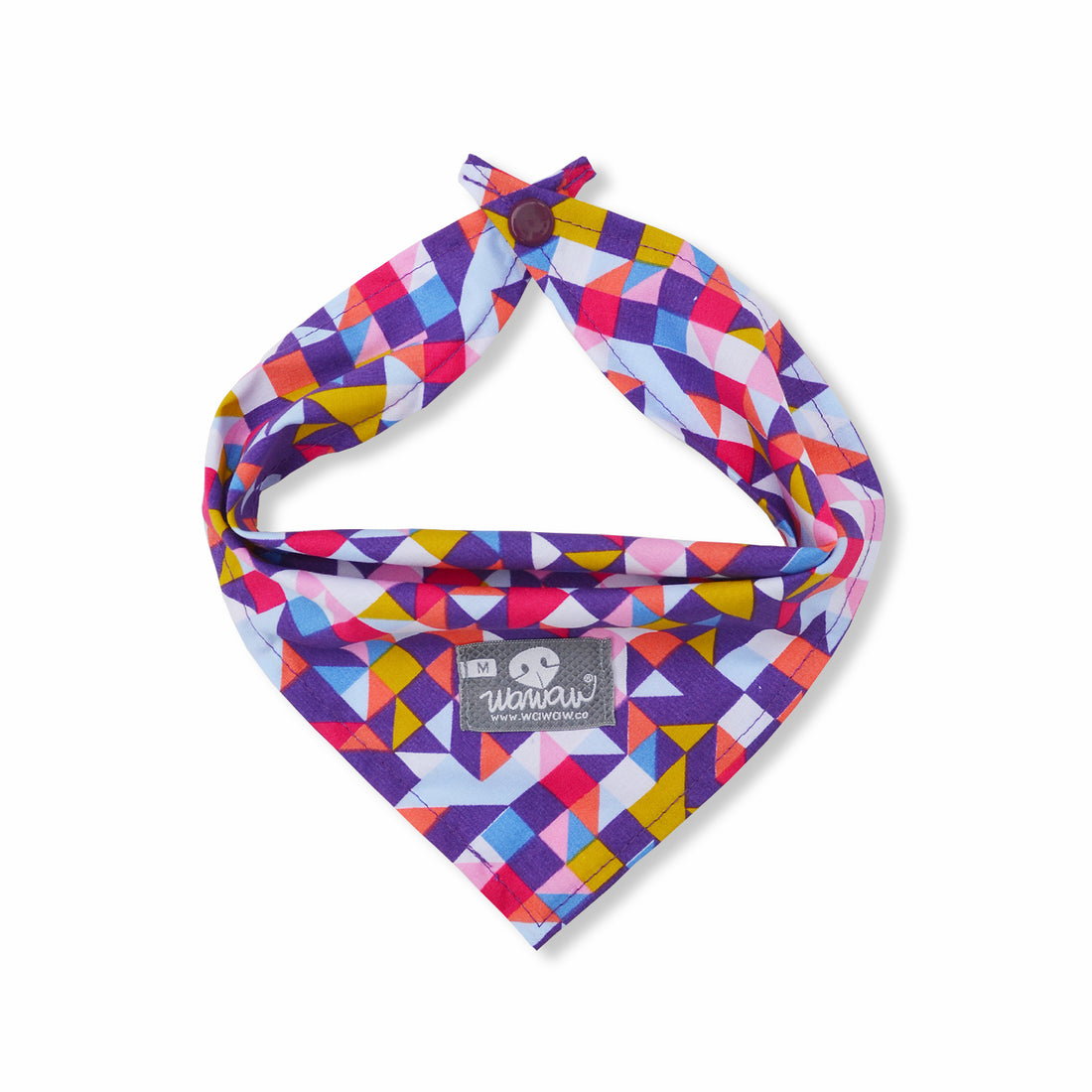 Pañoleta cuadros triángulos multicolor Wawaw para mascotas perros y gatos.