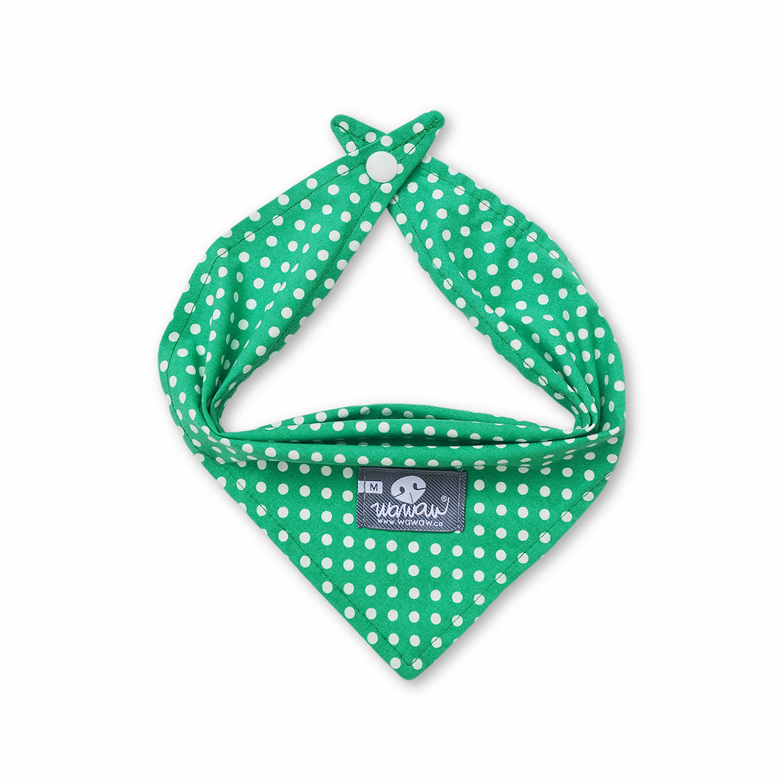 Pañoleta verde lunares Wawaw para mascotas perros y gatos.