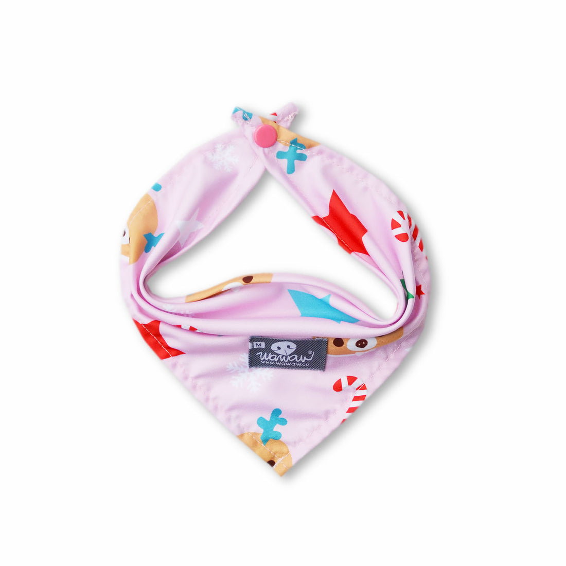 Pañoleta rosa osito navidad Wawaw para mascotas perros y gatos.