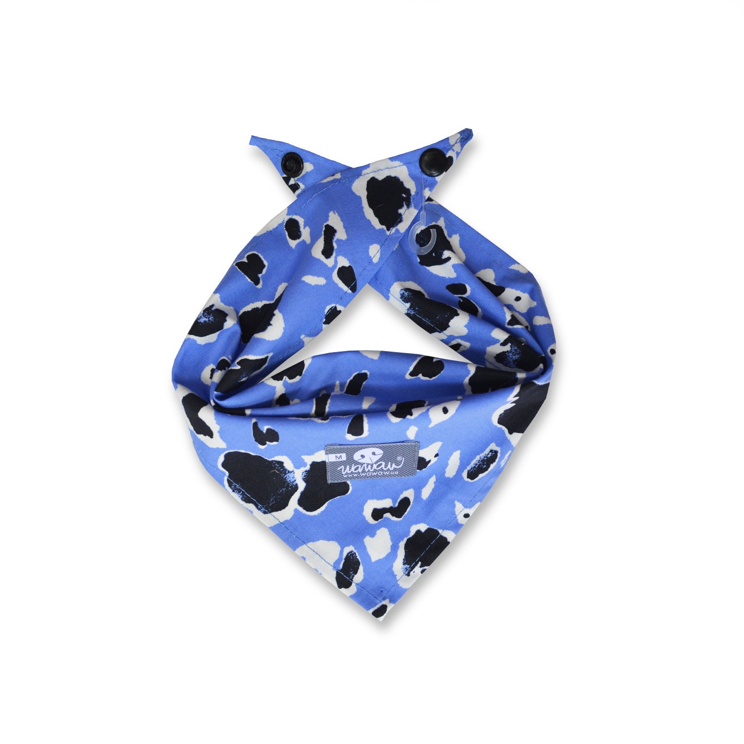 Pañoleta azul manchas negro y blanco