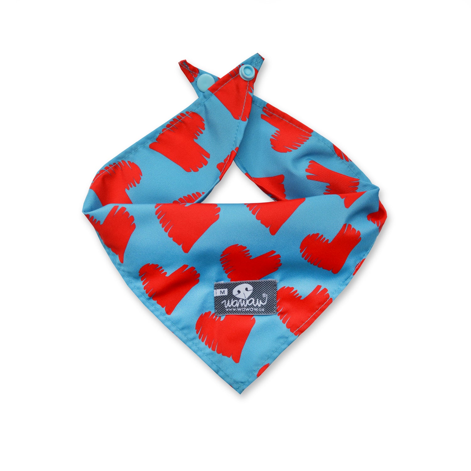 Pañoleta celeste corazones rojos