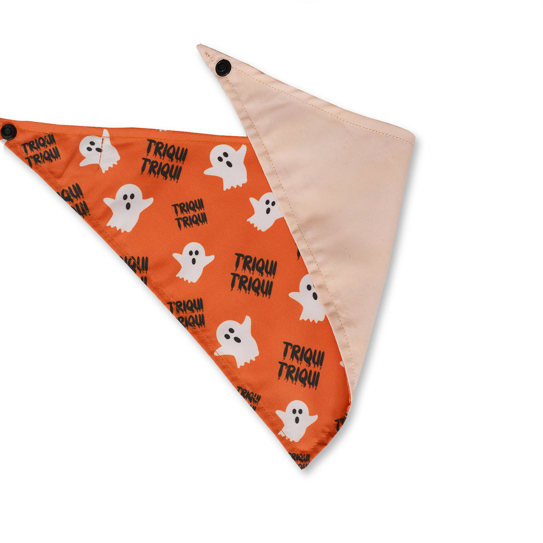 Pañoleta doble faz naranja fantasmas y crema buu