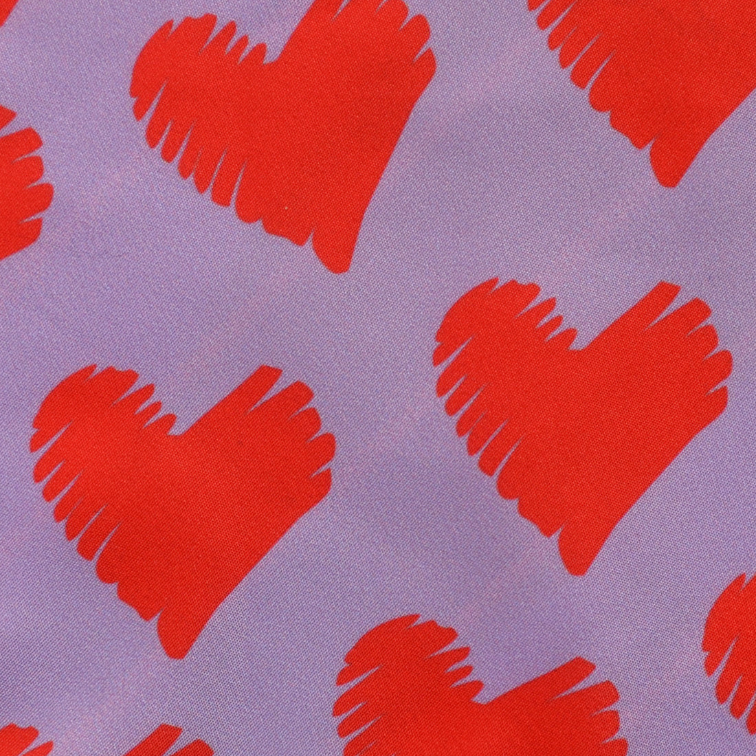 Pañoleta lila corazones rojos