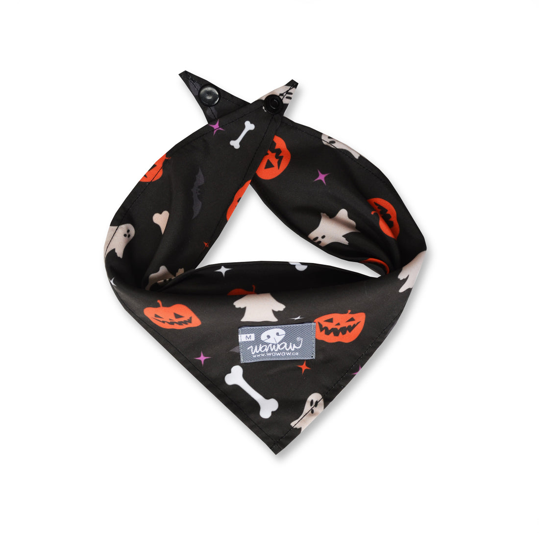 Pañoleta negro calabazas, fantasmas, huesos y telarañas