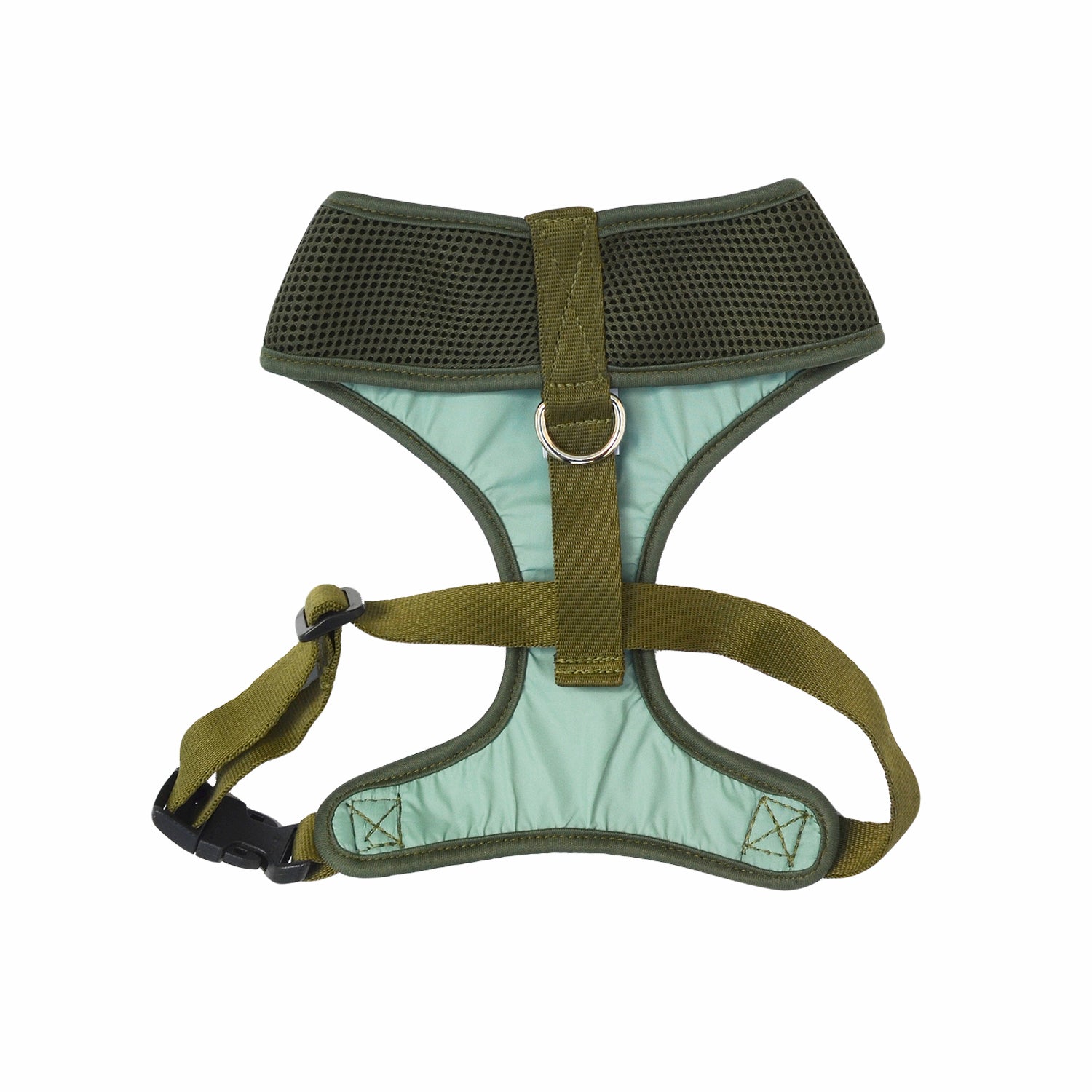 Pechera cuello cerrado borde verde militar + Traílla