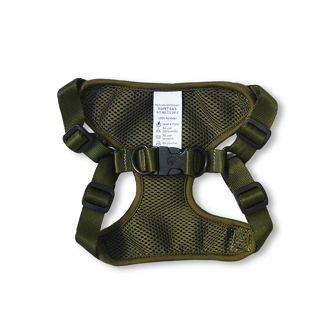 Pechera verde militar borde verde + traílla Wawaw para mascotas perros y gatos.