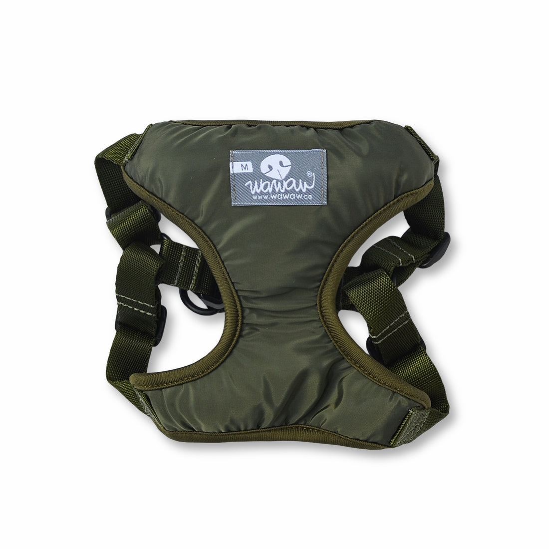 Pechera verde militar borde verde + traílla Wawaw para mascotas perros y gatos.