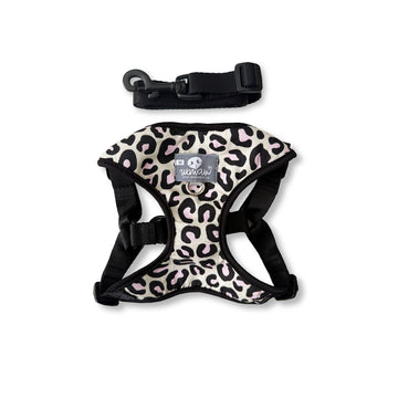 Pechera marfil animal print negro y rosa