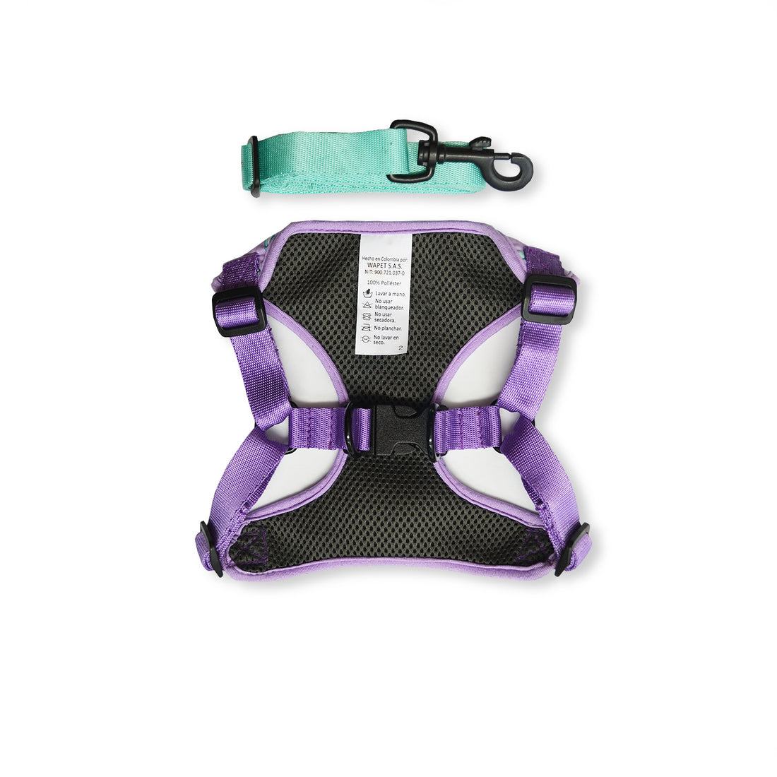 Pechera piñas lila y menta + traílla