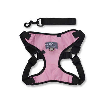 Pechera rosa corazones negros + traílla