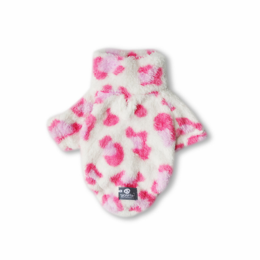 Saco cuello animal print rosado cremallera Wawaw para mascotas perros y gatos.