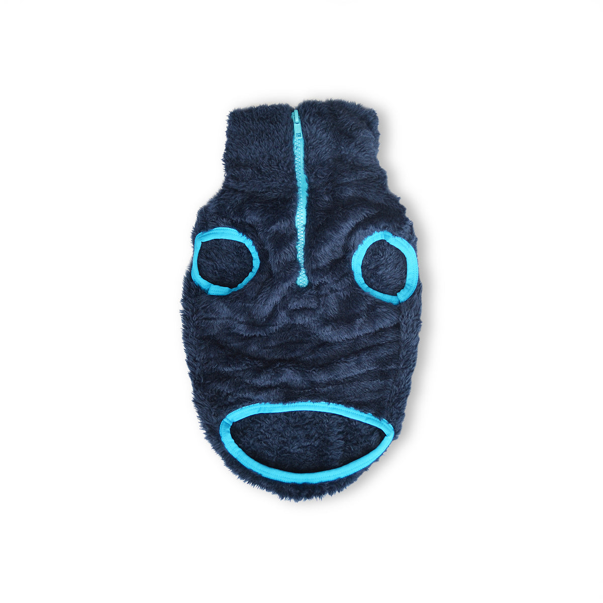 Saco azul oscuro caliente y abrigador para mascotas perros y gatos de cualquier raza o tamaño.