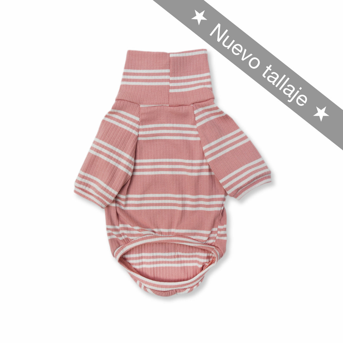 Saco cuello tortuga rosa rayas Wawaw para mascotas perros y gatos.