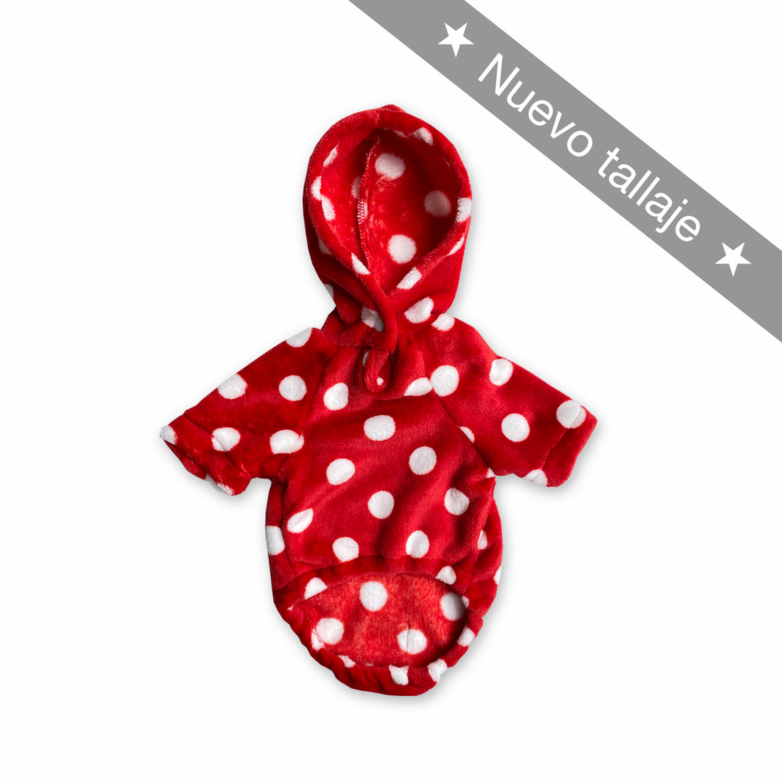 Hoodie rojo lunares blancos Wawaw para mascotas perros y gatos.