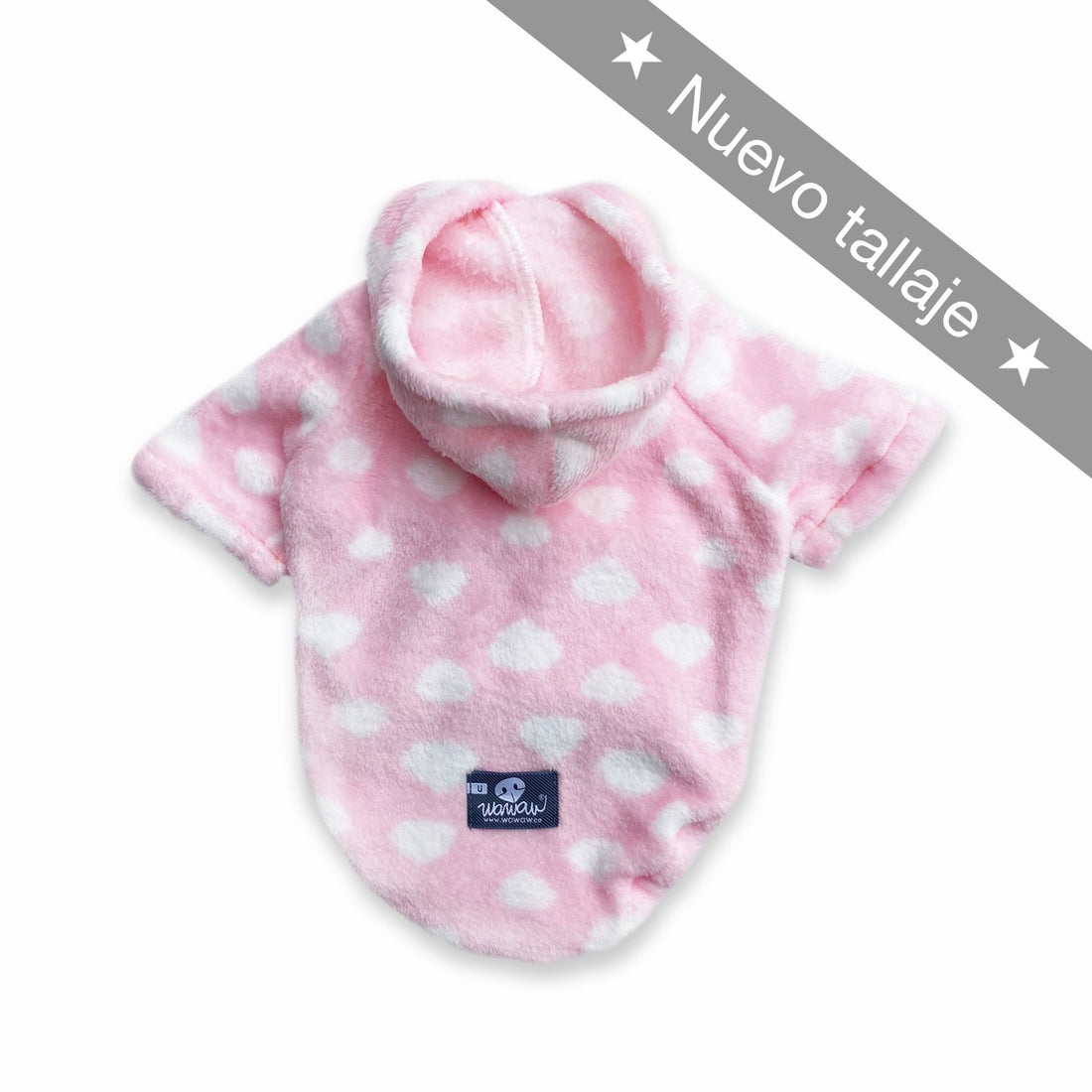 Hoodie rosa nubes blancas Wawaw para mascotas perros y gatos.
