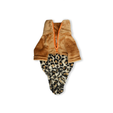 🌭 Saco cremallera naranja animal print camel para larguitos