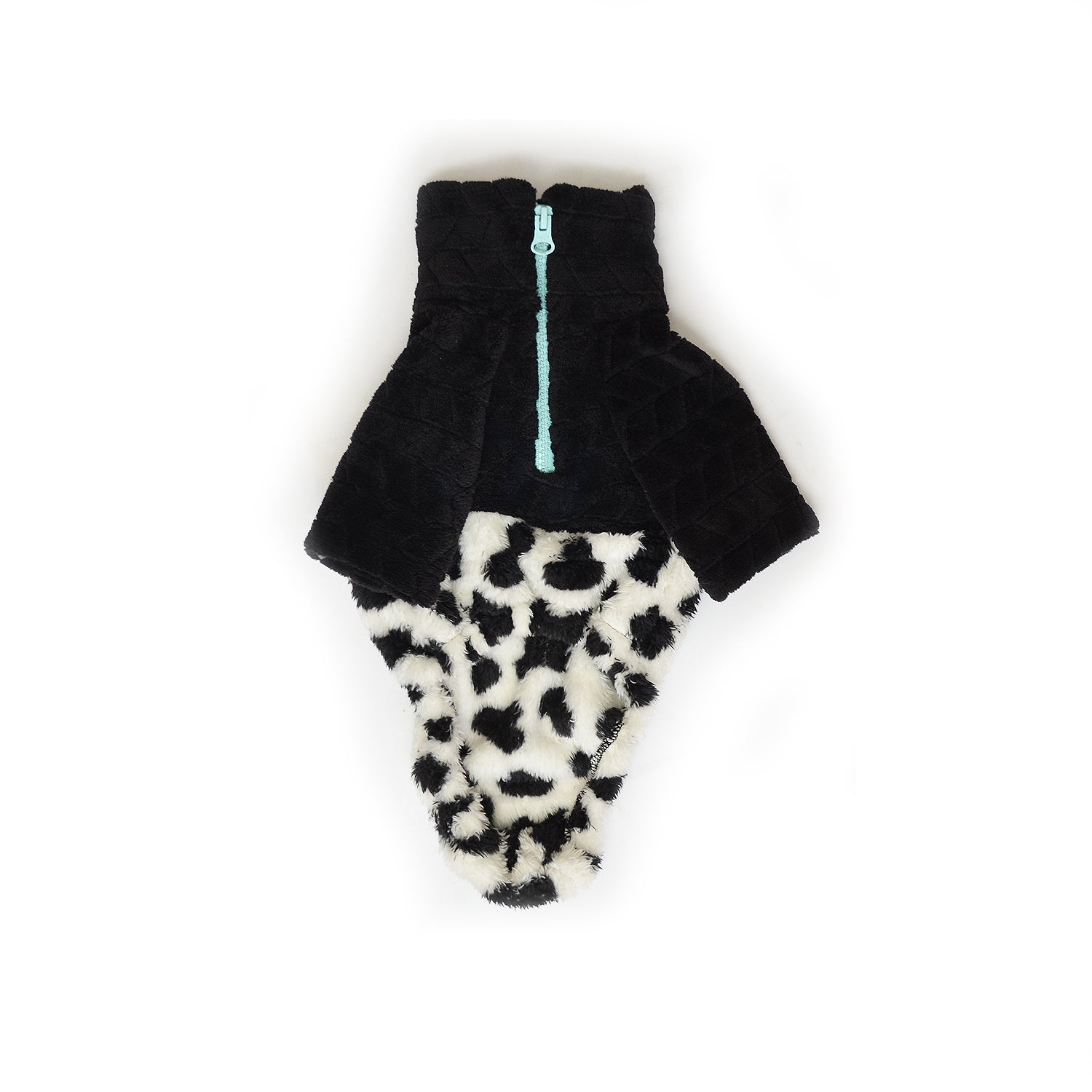 🌭 Saco cuello alto cremallera bisonte blanco manchas negras para larguitos