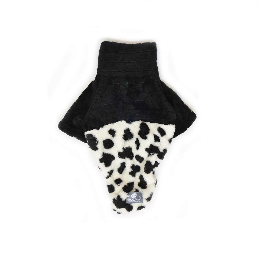 🌭 Saco cuello alto cremallera bisonte blanco manchas negras para larguitos