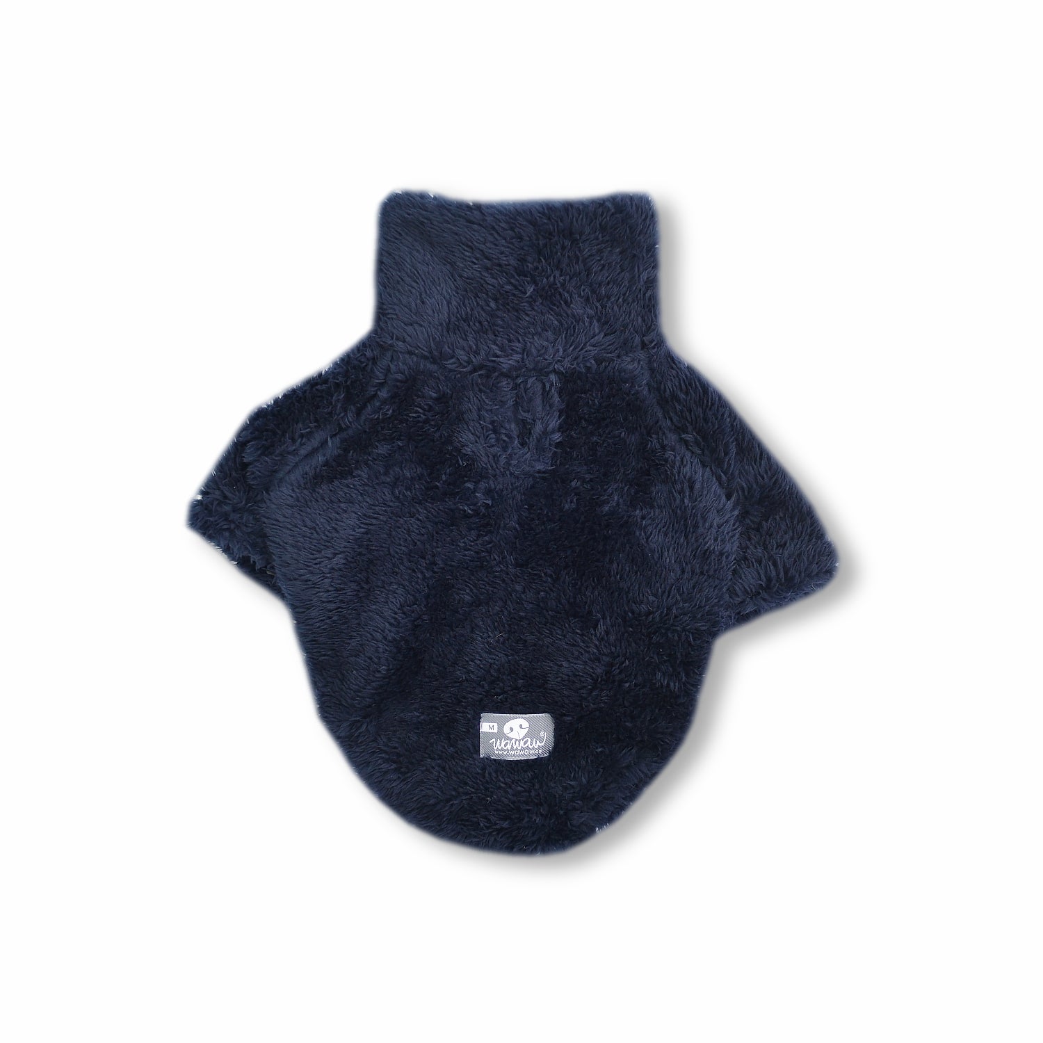 Saco cuello alto azul cremallera blanco Wawaw para mascotas perros y gatos.