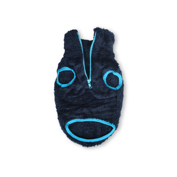 Saco cuello alto azul oscuro con turquesa