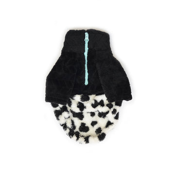 Saco cuello alto cremallera bisonte blanco manchas negras con corte negro