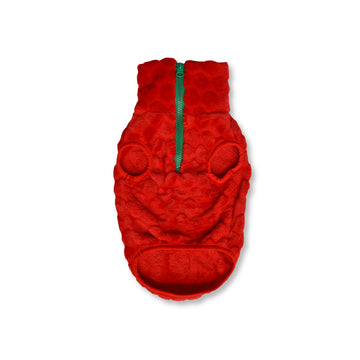 Saco cuello alto rojo cremallera verde