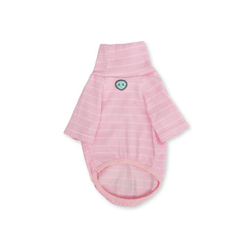 Saco cuello tortuga rosa líneas blancas