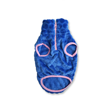 Saco cuello alto azul rey con rosa