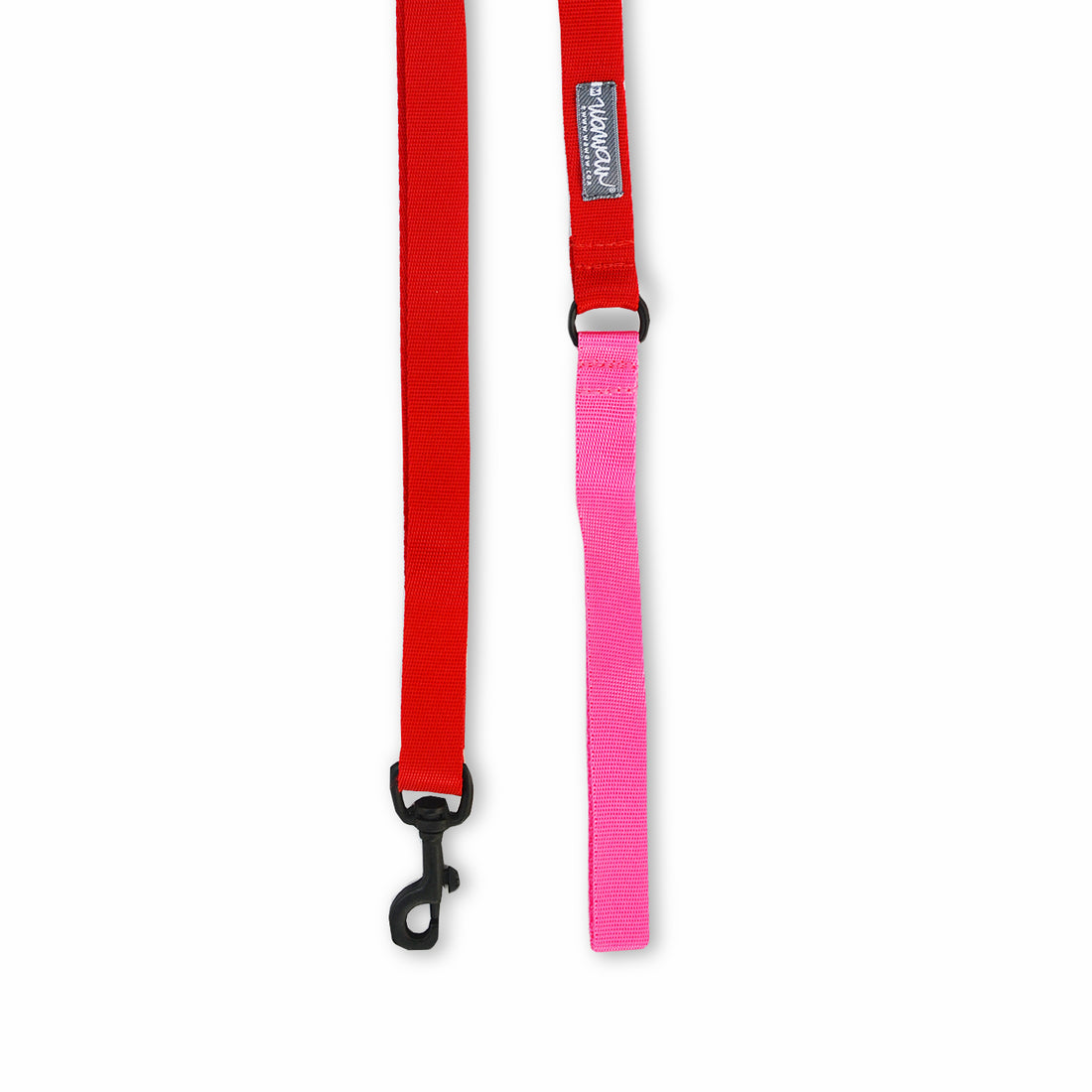 Traílla graduable rosa y rojo Wawaw para mascotas perros y gatos.