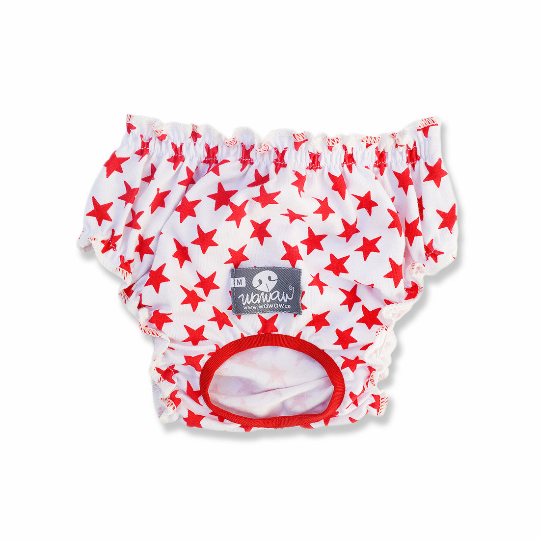 Calzones blancos estrellas rojas Wawaw para mascotas perros y gatos.