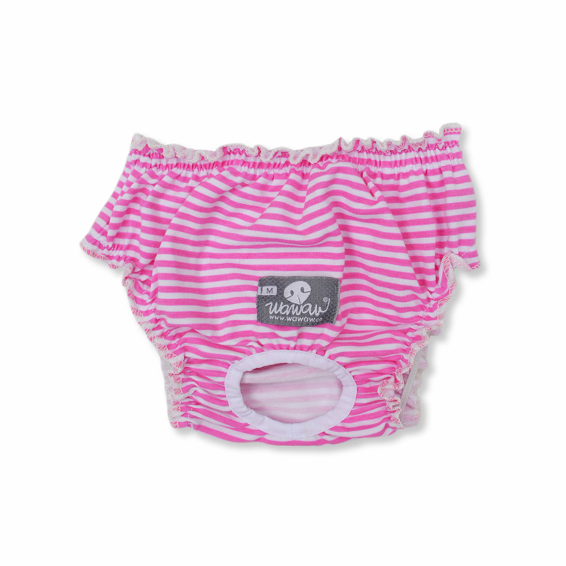 Calzones rayas fucsia y blanco Wawaw para mascotas perros y gatos.