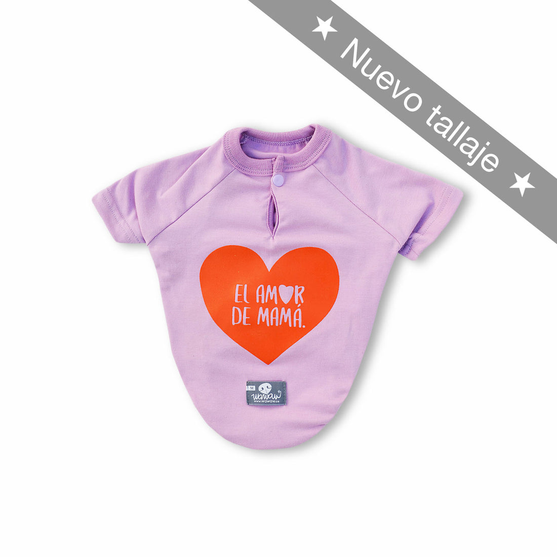 Camiseta lila amor de mamá Wawaw para mascotas perros y gatos.