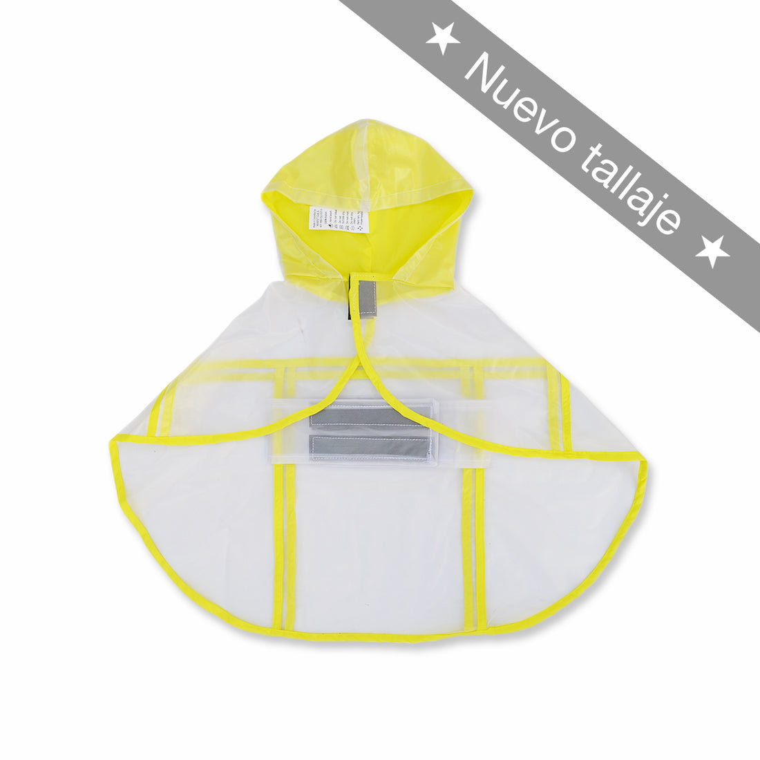 Capa transparente capucha amarilla Wawaw para mascotas perros y gatos.
