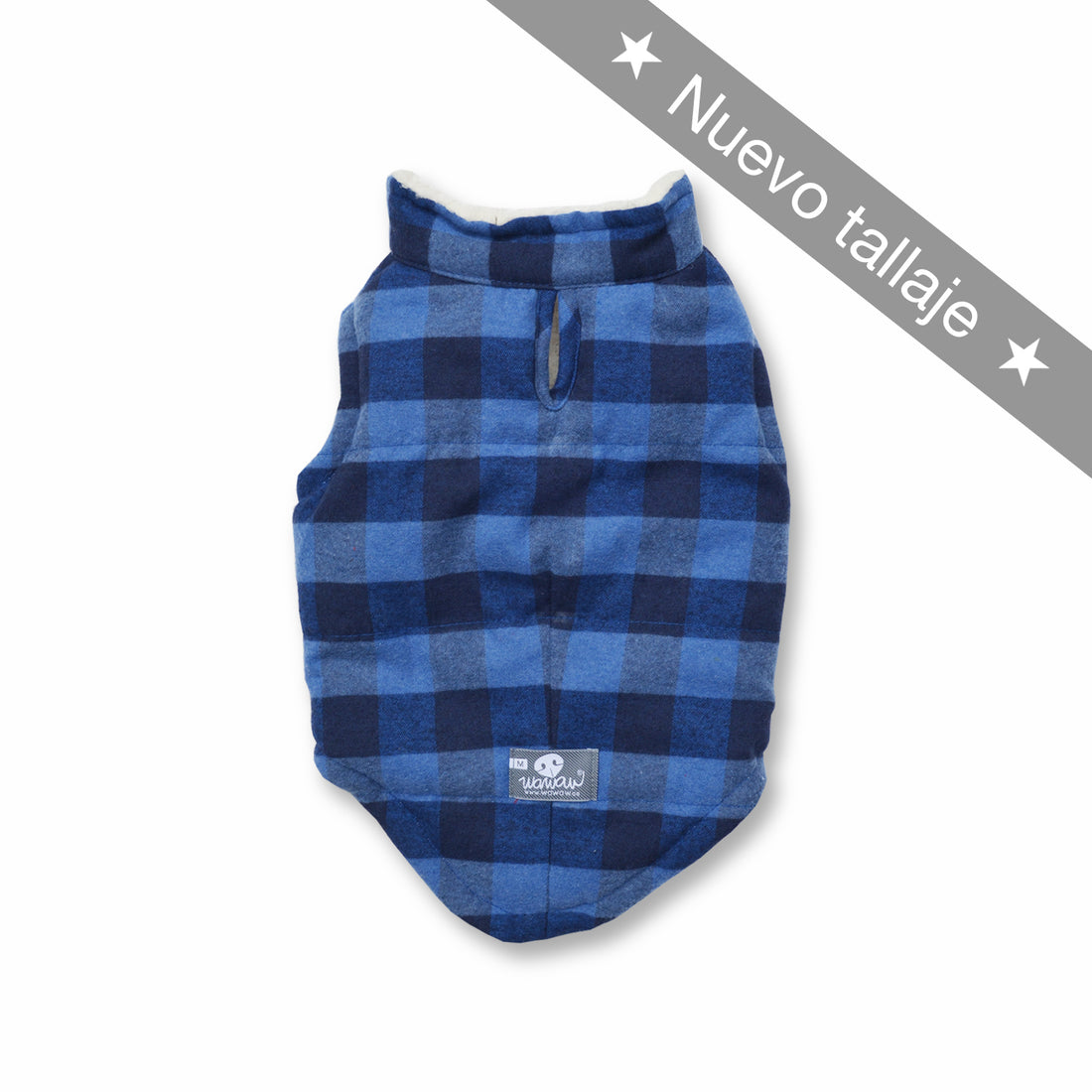 Chaleco leñador azul y negro Wawaw para mascotas perros y gatos.