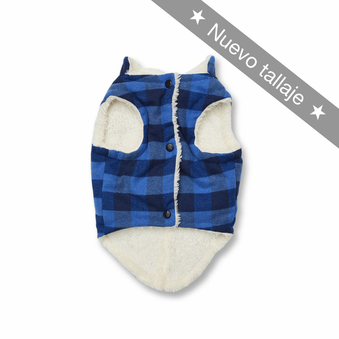 Chaleco leñador azul y negro Wawaw para mascotas perros y gatos.