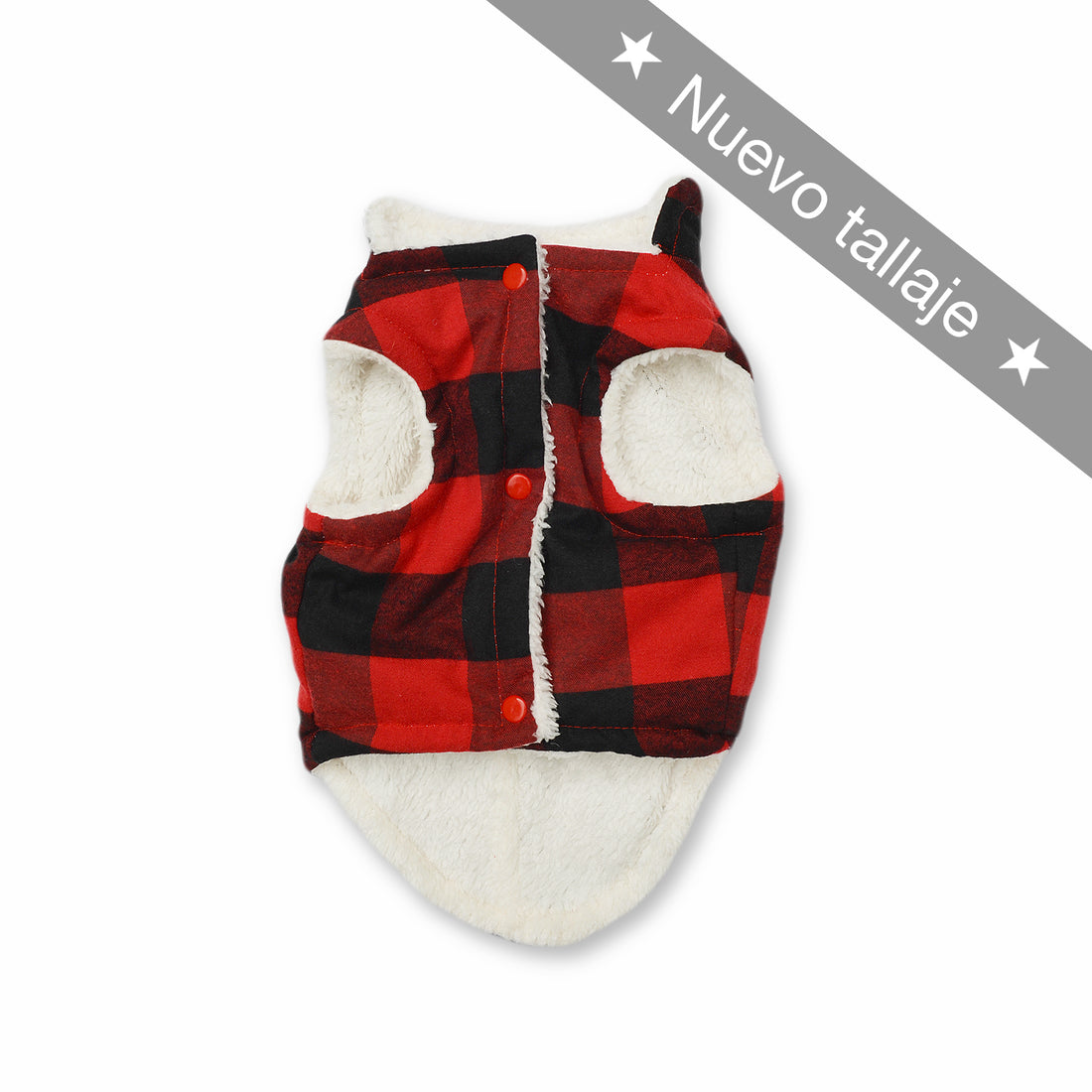 Chaleco leñador rojo y negro Wawaw para mascotas perros y gatos.